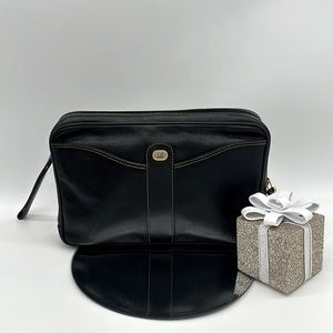 Vintage Dunhill Black Leather Travel Toiletry Bag Organizer